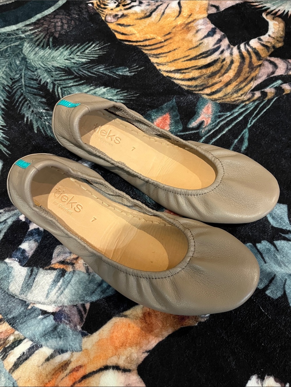 Tieks taupe leather ballet flats